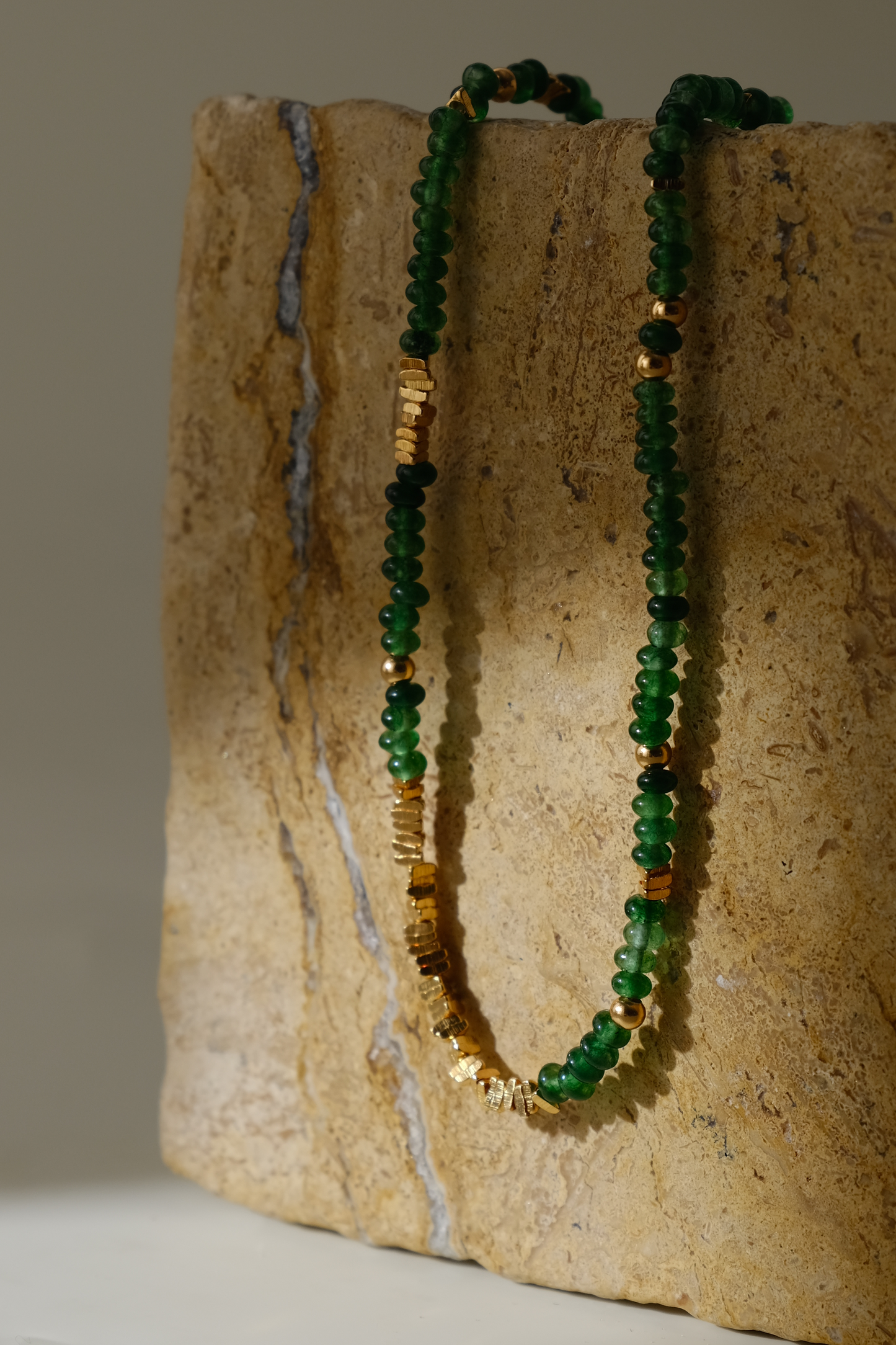 Green Dream- 18ct gold plated brass with malachite necklace