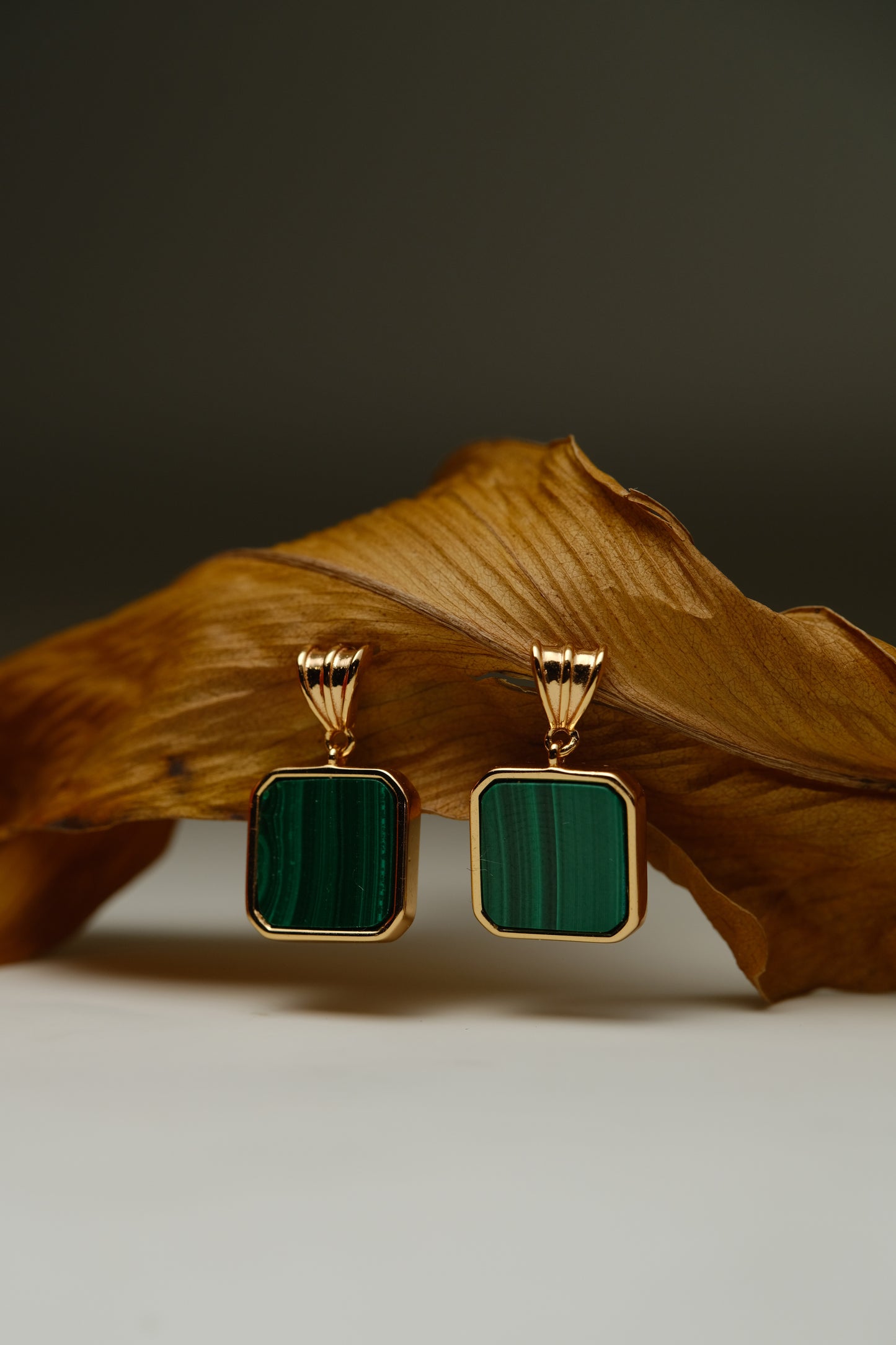 Green Dream - gold plated silver with malachite earrings