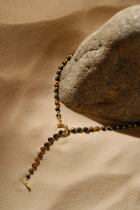 Sunset - 18ct gold plated brass with tiger eye stone necklace