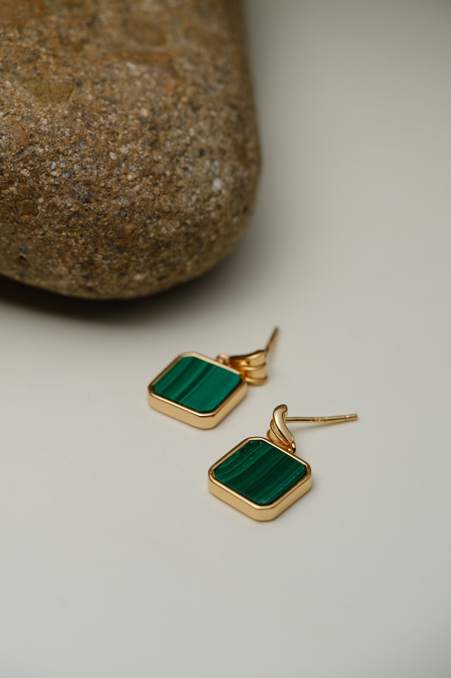 Green Dream - gold plated silver with malachite earrings