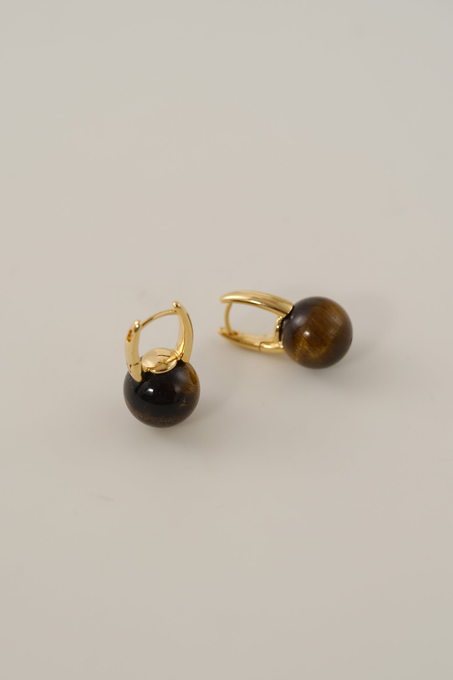 Autumn flavour - Brass with silver and natural tiger eye stones earrings