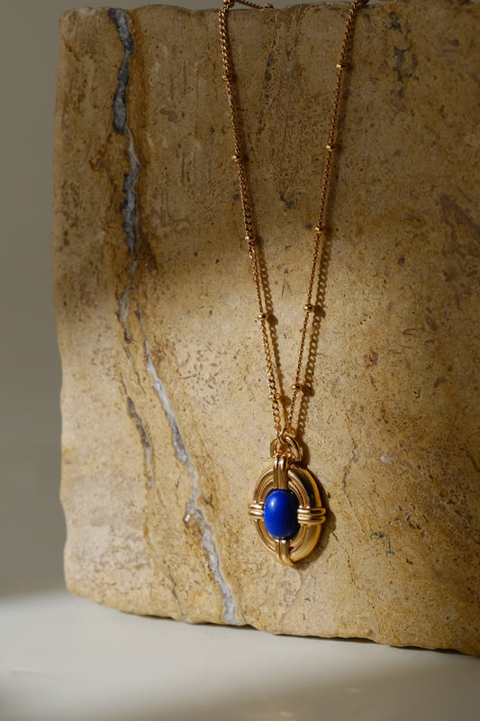 Royal - 18ct gold-plated silver, lapis lazuli necklace necklace