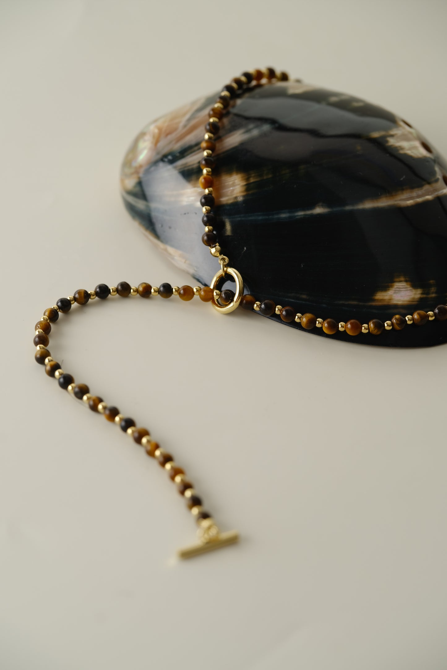 Sunset - 18ct gold plated brass with tiger eye stone necklace