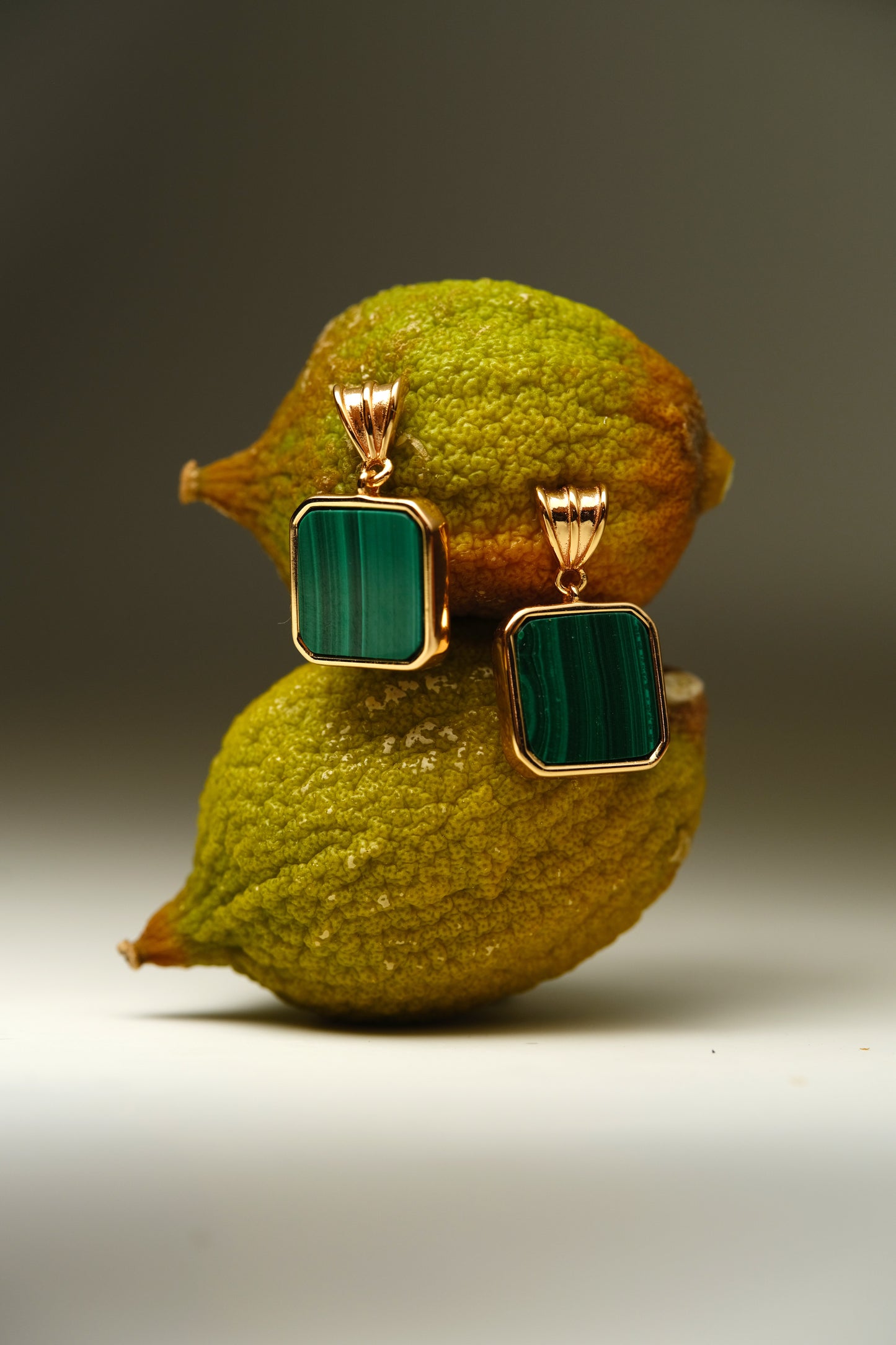 Green Dream - gold plated silver with malachite earrings