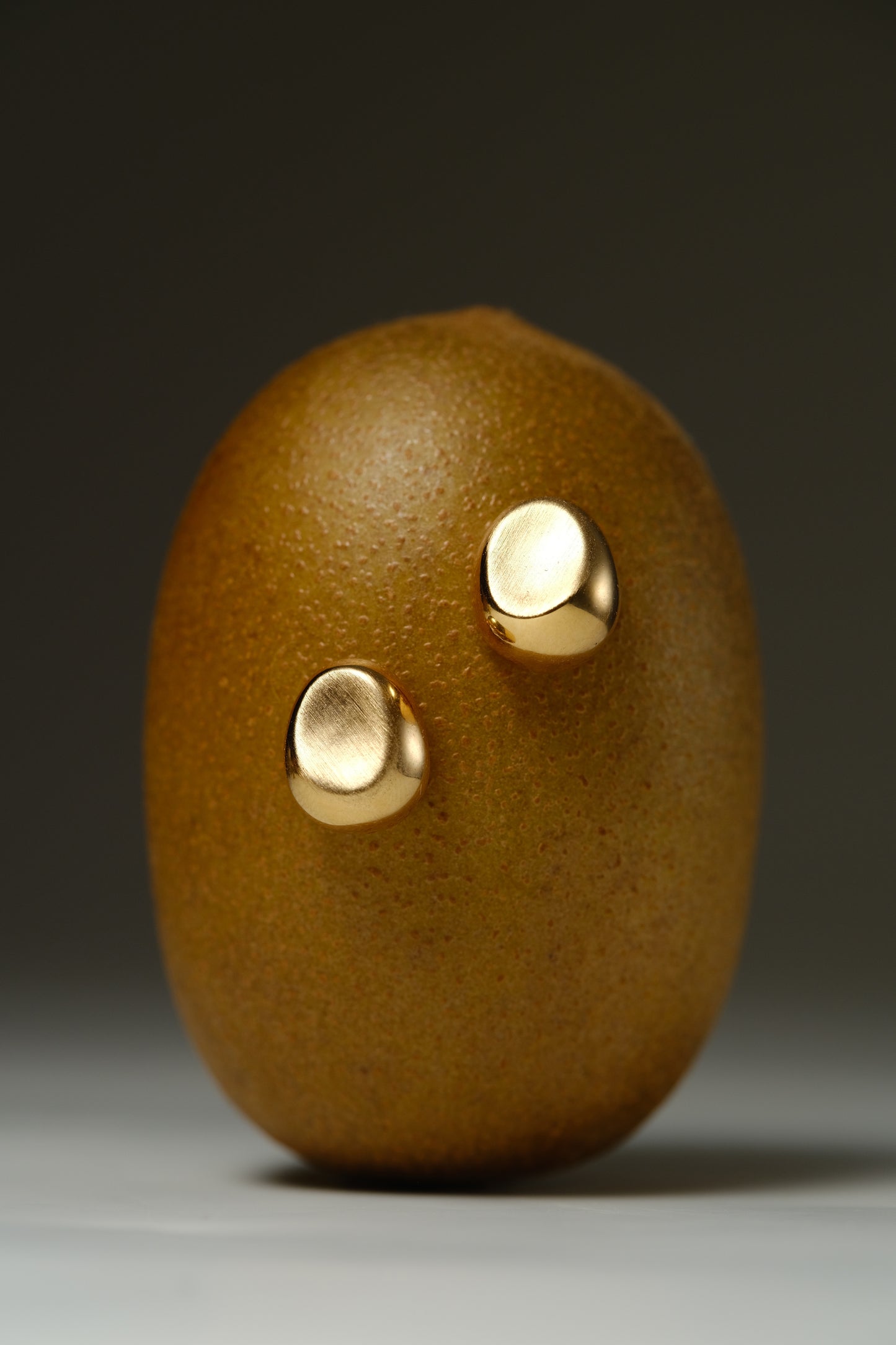 Gold beans - 18ct gold-plated brass with silver earrings