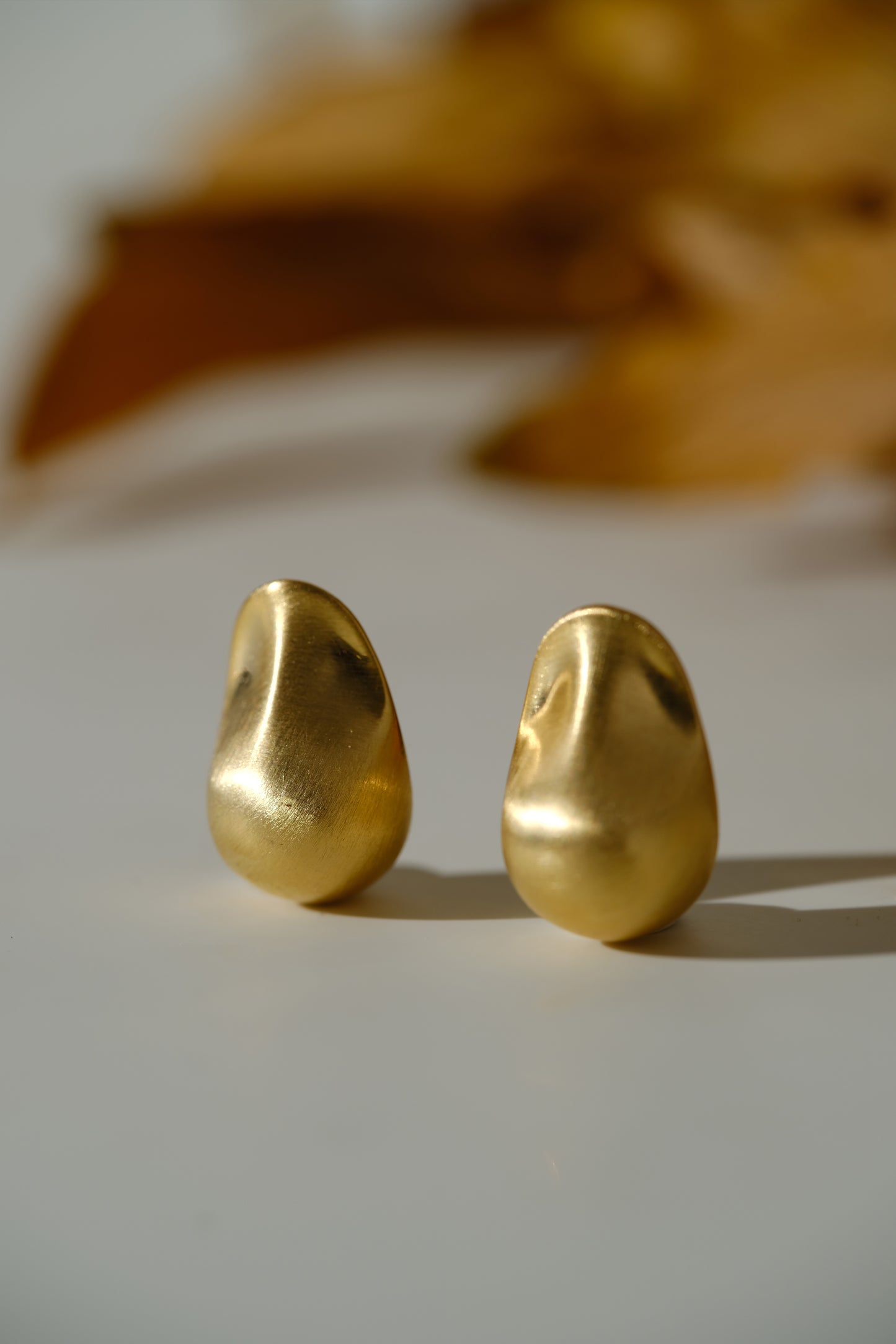 Gold water drop- 18ct gold-plated brass earrings